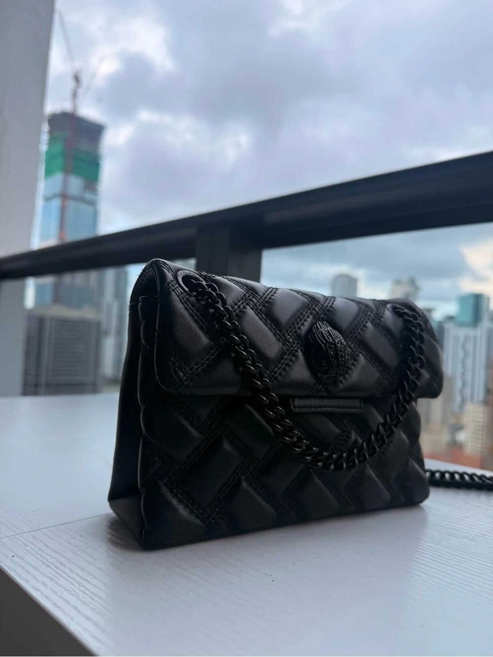 Kurt Geiger Mini Kensington Drench Shoulder Bag in Black Leather